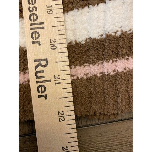 Love Tree Sweater Women’s L Brown V-Neck Ribbed Knit Striped Trim - Picture 8 of 13